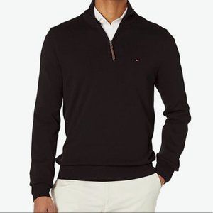 Tommy Hilfiger Black 1/4 Zip Pullover Sweater L NWT